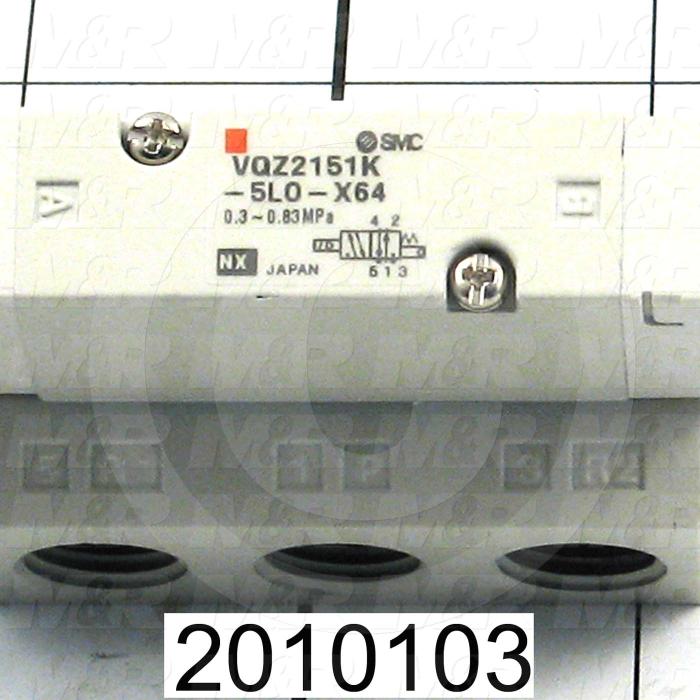Valves, Electro Mechanical Type, 2 Position / 5 Way Operation, Single Coil, 24 VDC Coil Voltage, Works w/Manifold, Vitan Seal, 160 Psi Max. Pressure, Replacing Part Function
