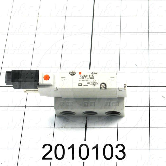 Valves, Electro Mechanical Type, 2 Position / 5 Way Operation, Single Coil, 24 VDC Coil Voltage, Works w/Manifold, Vitan Seal, 160 Psi Max. Pressure, Replacing Part Function