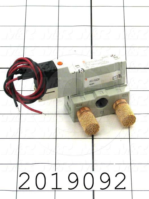 Valves, Electro Mechanical Type, 2 Position / 5 Way Operation, Single Coil, 24 VDC Coil Voltage, Works w/Manifold, With Built-in Fittings, 1.0 MPa Max. Pressure, .30 CCV