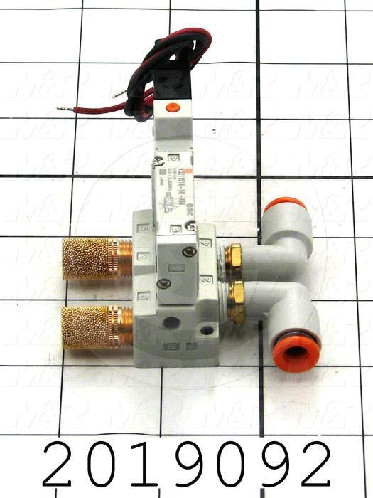 Valves, Electro Mechanical Type, 2 Position / 5 Way Operation, Single Coil, 24 VDC Coil Voltage, Works w/Manifold, With Built-in Fittings, 1.0 MPa Max. Pressure, .30 CCV