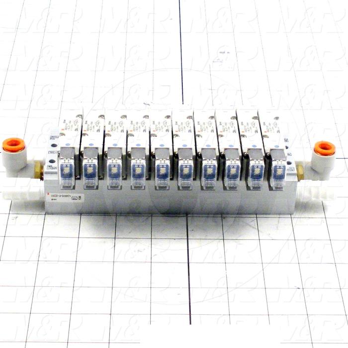 Valves, Electro Mechanical Type, 3 Position / 5 Way Operation, Double Coil, 24 VDC Coil Voltage, 10 Stations, Viton Seal, 0.7 MPa Max. Pressure