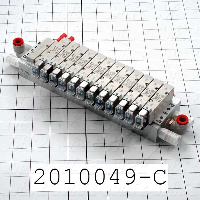 Valves, Electro Mechanical Type, 3 Position / 5 Way Operation, Double Coil, 24 VDC Coil Voltage, 12 Stations, Viton Seal, 0.7 MPa Max. Pressure