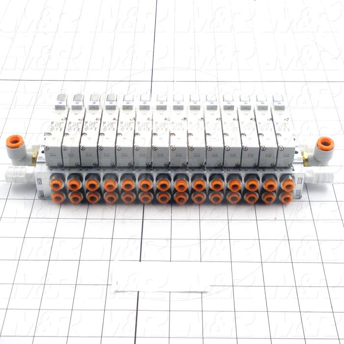 Valves, Electro Mechanical Type, 3 Position / 5 Way Operation, Double Coil, 24 VDC Coil Voltage, 14 Stations, Viton Seal, 0.7 MPa Max. Pressure
