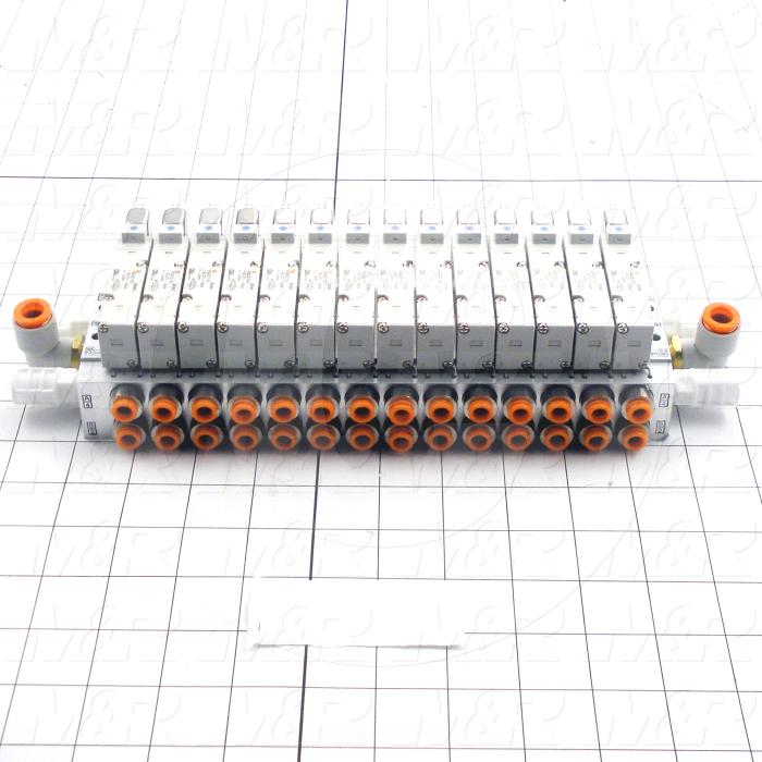 Valves, Electro Mechanical Type, 3 Position / 5 Way Operation, Double Coil, 24 VDC Coil Voltage, 14 Stations, Viton Seal, 0.7 MPa Max. Pressure