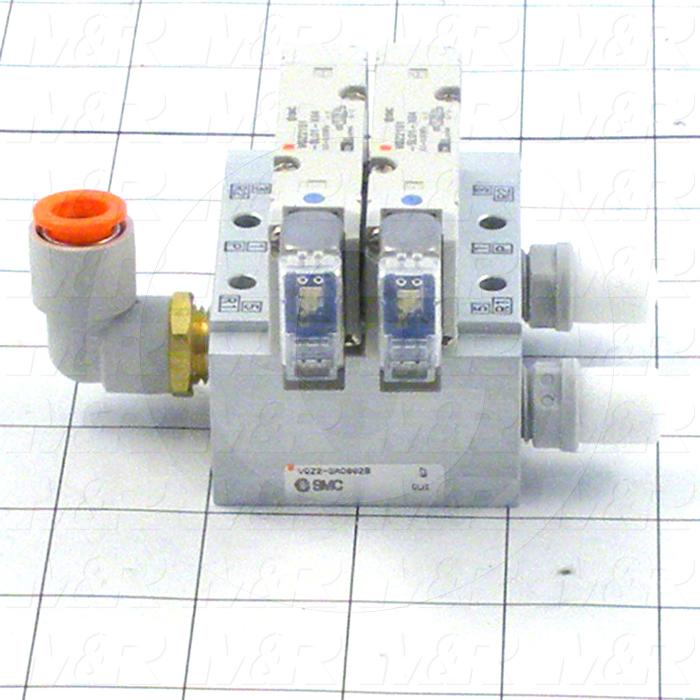 Valves, Electro Mechanical Type, 3 Position / 5 Way Operation, Double Coil, 24 VDC Coil Voltage, 2 Stations, Viton Seal, 0.7 MPa Max. Pressure