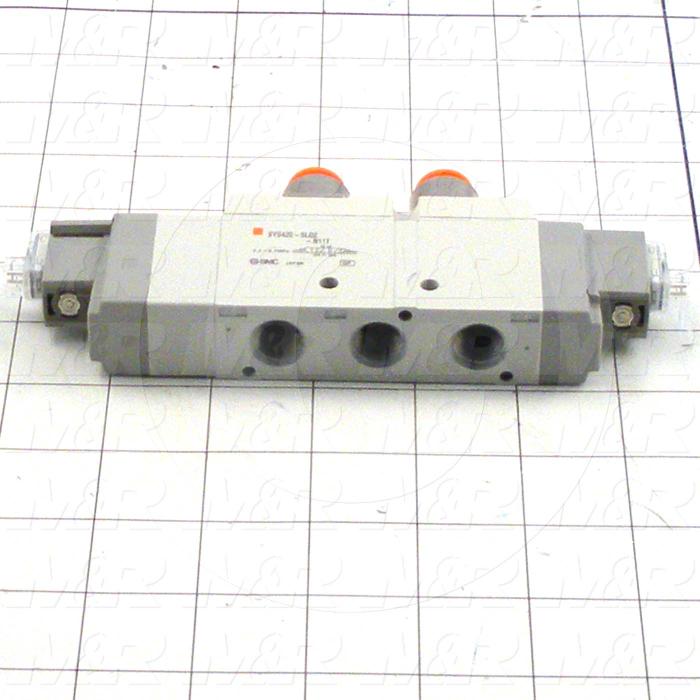 Valves, Electro Mechanical Type, 3 Position / 5 Way Operation, Double Coil, 24 VDC Coil Voltage, 3/8" NPT Port, Viton Seal, 0.7 MPa Max. Pressure