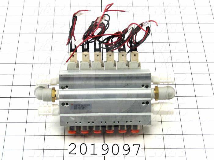 Valves, Electro Mechanical Type, 3 Position / 5 Way Operation, Double Coil, 24 VDC Coil Voltage, 6 Stations, Special Seal, With Built-in Fittings, 1.0 MPa Max. Pressure, .51 CCV