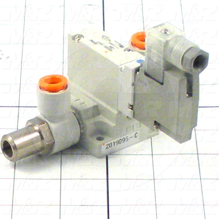 Valves, Electro Mechanical Type, 3 Position / 5 Way Operation, Single Coil, 24 VDC Coil Voltage, Individual Mounting, Metal Seal, 0.7 MPa Max. Pressure