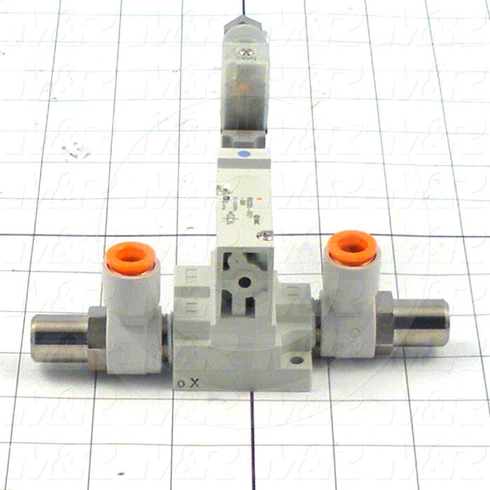 Valves, Electro Mechanical Type, 3 Position / 5 Way Operation, Single Coil, 24 VDC Coil Voltage, Individual Mounting, Metal Seal, 0.7 MPa Max. Pressure