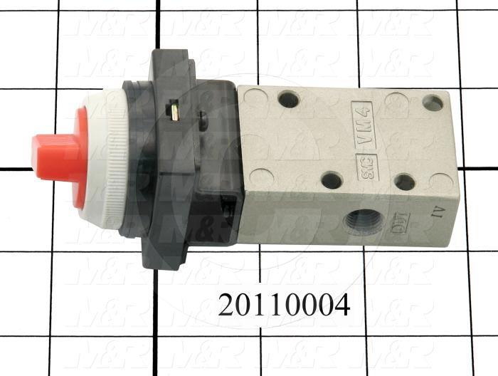 Valves Mechanical / Hand, Manual Valve Type, 1/8" NPT Port In, 1/8" NPT Port Out, 1/8" NPT Exhaust, 2 Position Operation