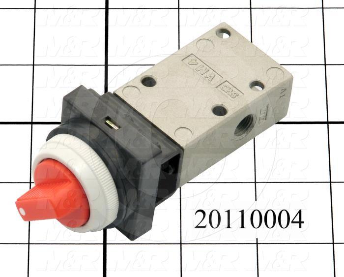 Valves Mechanical / Hand, Manual Valve Type, 1/8" NPT Port In, 1/8" NPT Port Out, 1/8" NPT Exhaust, 2 Position Operation