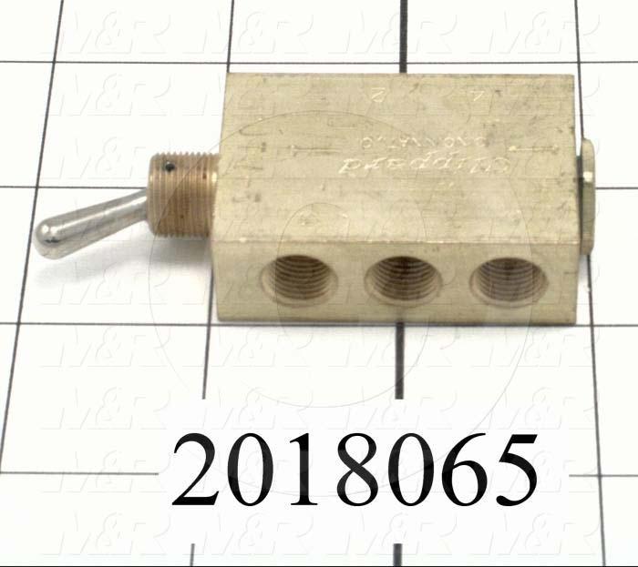 Valves Mechanical / Hand, Ported Spool Valve Type, 1/8" NPT Port In, 1/8" NPT Port Out, 1/8" NPT Exhaust, 2 Position Operation, 10.5 scfm Flow @ 100 psig