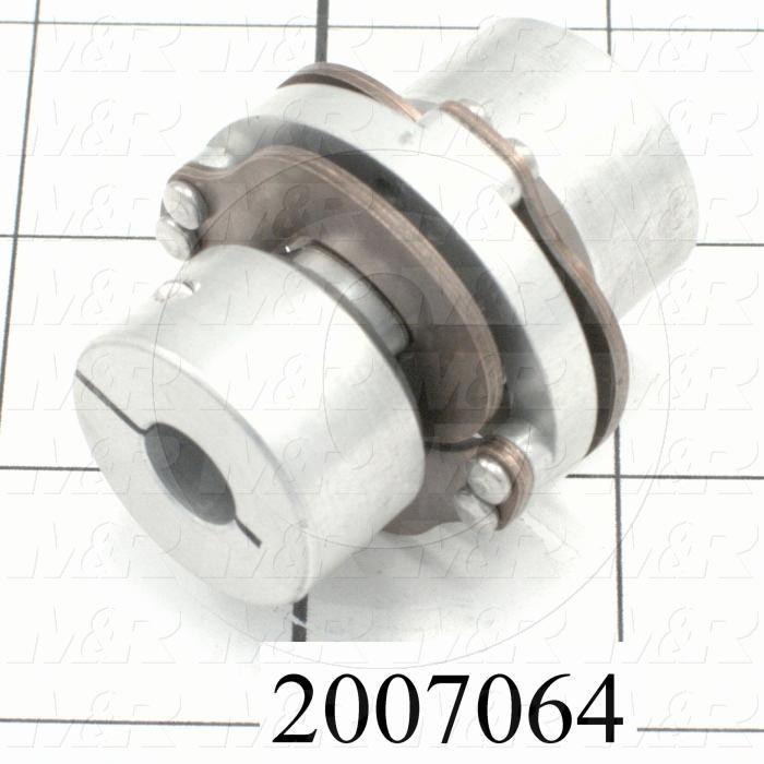 Wafer Spring Type Coupling, Hub # 1 Bore 3/8", Hub # 1 Outer Diameter 1.00", Hub # 2 Bore 3/8", Hub # 2  Outer Diameter 1.00", Overall Length 1.81", Outside Diameter 1.50 in.