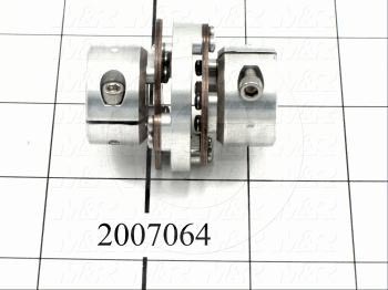 Wafer Spring Type Coupling, Hub # 1 Bore 3/8", Hub # 1 Outer Diameter 1.00", Hub # 2 Bore 3/8", Hub # 2  Outer Diameter 1.00", Overall Length 1.81", Outside Diameter 1.50 in.