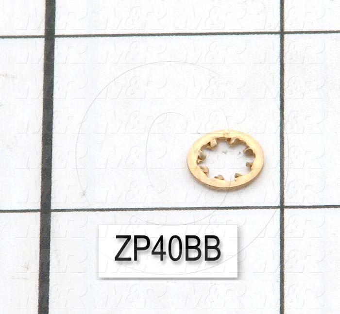 Washers and Shims, Brass, Internal Tooth Washer Type, #8 Screw Size, Inside Diameter 0.176", Outside Diameter 0.328", Plain