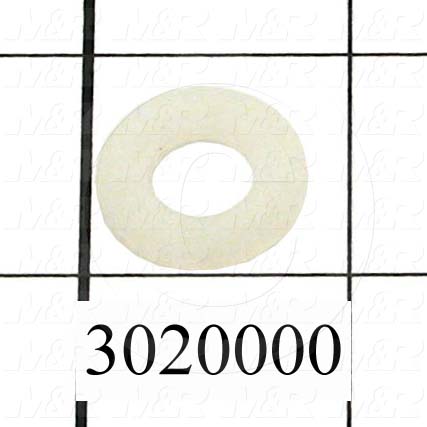 Washers and Shims, Nylon, Flat Washer Type, 3/8 in. Screw Size, Inside Diameter 0.38 in., Outside Diameter 0.625", 0.062" Thickness, Plain