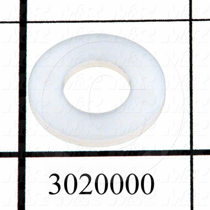 Washers and Shims, Nylon, Flat Washer Type, 3/8 in. Screw Size, Inside Diameter 0.38 in., Outside Diameter 0.625", 0.062" Thickness, Plain