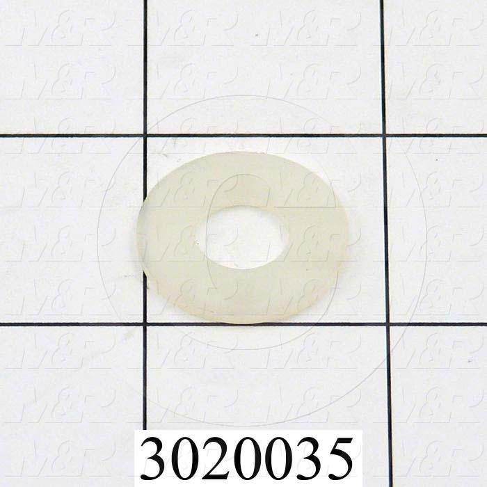 Washers and Shims, Nylon, Flat Washer Type, 5/16" Screw Size, Inside Diameter 0.317", Outside Diameter 0.500", 0.062" Thickness, Plain