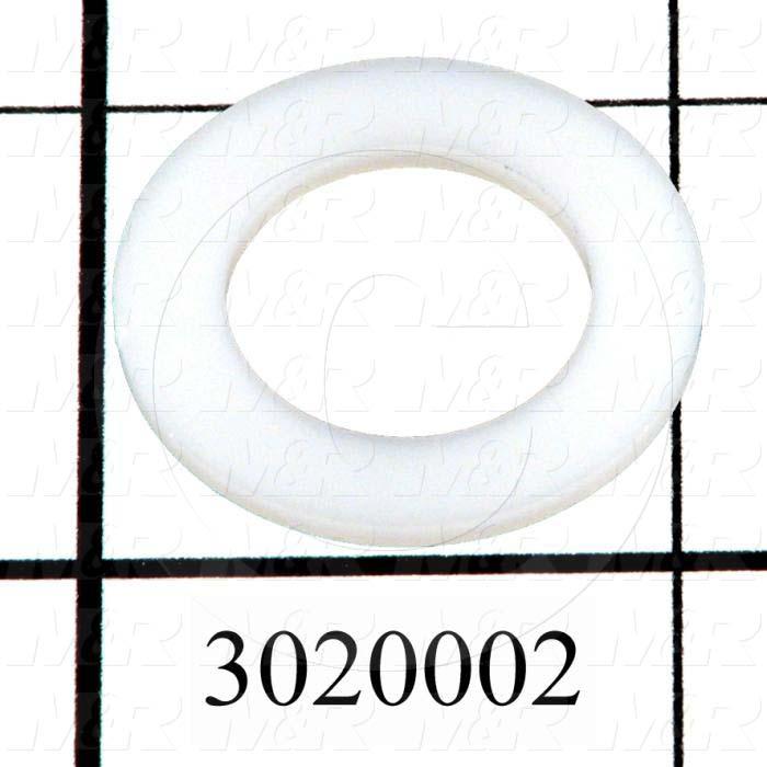 Washers and Shims, Nylon, Flat Washer Type, 5/8 in. Screw Size, Inside Diameter 0.625 in., Outside Diameter 1.00", 0.062" Thickness, Plain