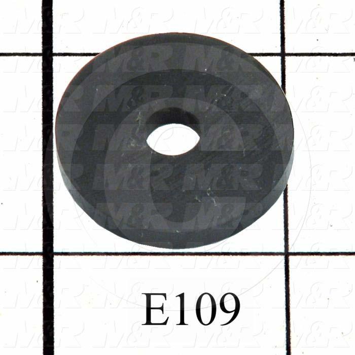 Washers and Shims, Rubber, Flat Washer Type, 1/4 in. Screw Size, Inside Diameter 0.25 in., Outside Diameter 1 in., 0.125" Thickness