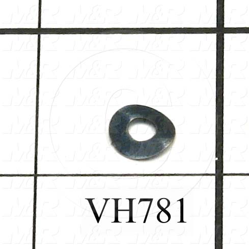 Washers and Shims, Spring-Tempered Steel, Wave Washer Type, #6 Screw Size, Inside Diameter 0.143", Outside Diameter 0.38 in., 0.007" Thickness, Black Oxide