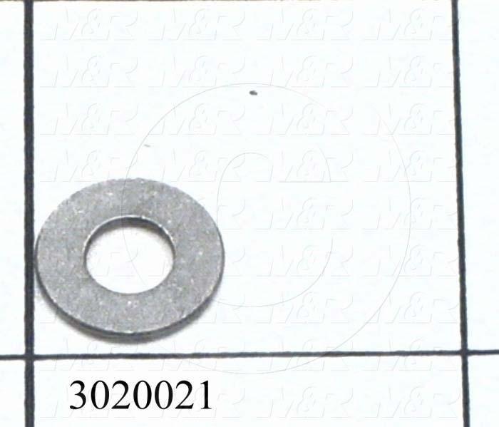 Washers and Shims, Stainless Steel, Flat Washer Type, #10 Screw Size, Inside Diameter 0.203 in., Outside Diameter 0.438 in., 0.033" Thickness, Plain