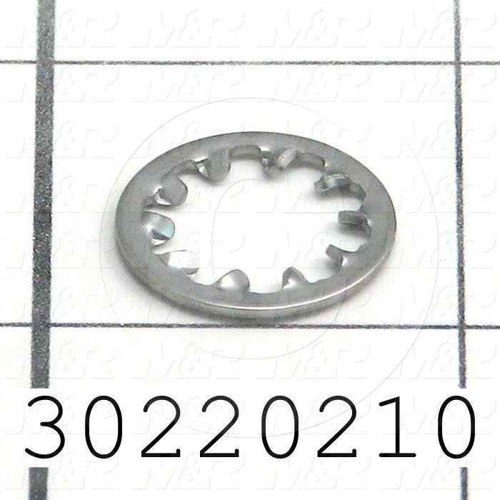 Washers and Shims, Stainless Steel, Internal Tooth Washer Type, 3/8 in. Screw Size, Inside Diameter 0.38 in., Outside Diameter 0.75 in., 0.03 in. Thickness