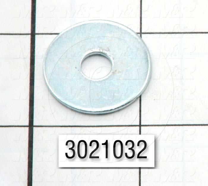 Washers and Shims, Steel, Fender Flat Washer Type, 1/4 in. Screw Size, Inside Diameter 0.281", Outside Diameter 1.00", 0.047" Thickness