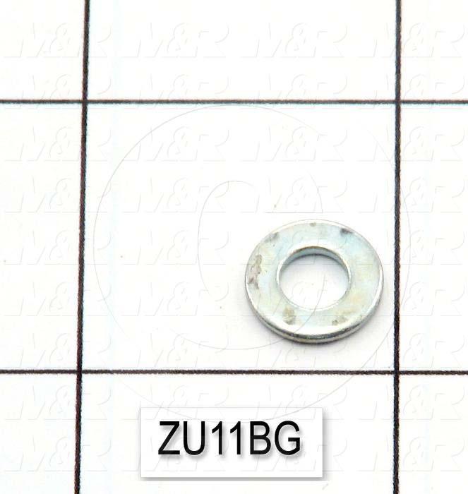 Washers and Shims, Steel, Flat Washer Type, #10 Screw Size, Inside Diameter 0.219", Outside Diameter 0.438 in., 0.05 in. Thickness, Nickel