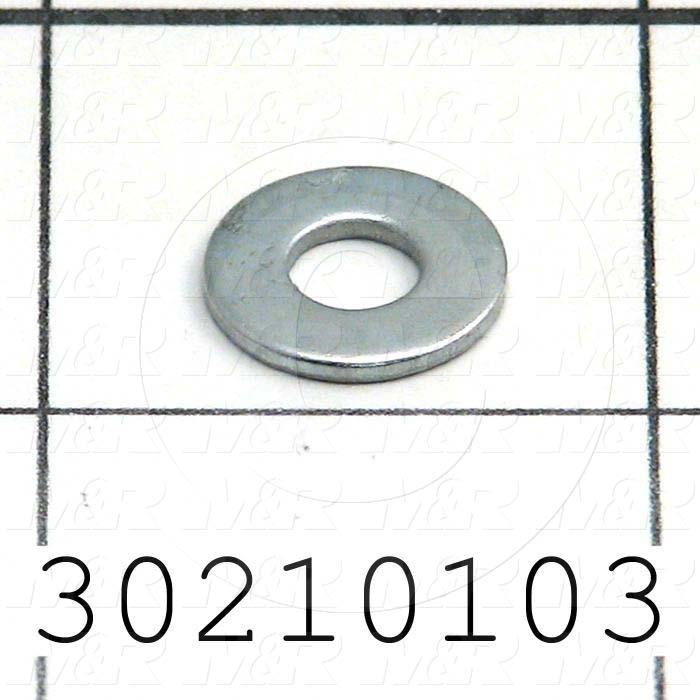 Washers and Shims, Steel, Flat Washer Type, #10 Screw Size, Zinc