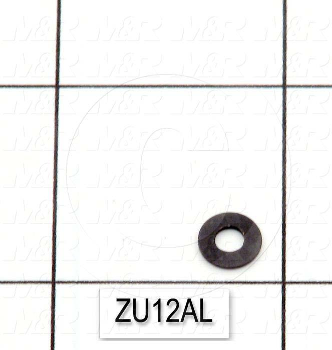 Washers and Shims, Steel, Flat Washer Type, #4 Screw Size, Inside Diameter 0.125", Outside Diameter 0.31 in., 0.032" Thickness, Black Oxide