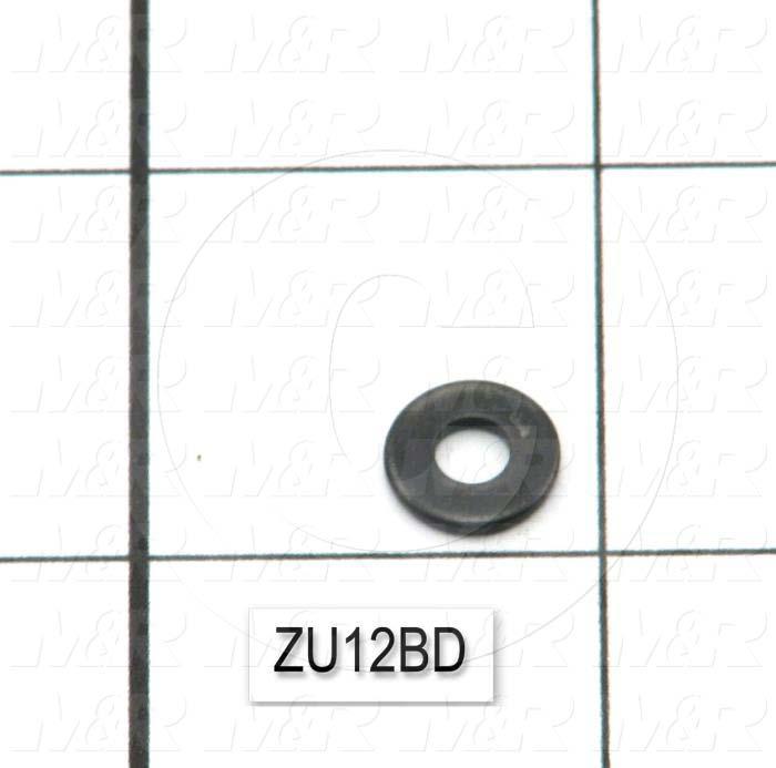 Washers and Shims, Steel, Flat Washer Type, #6 Screw Size, Inside Diameter 0.156", Outside Diameter 0.38 in., 0.49" Thickness, Black Oxide
