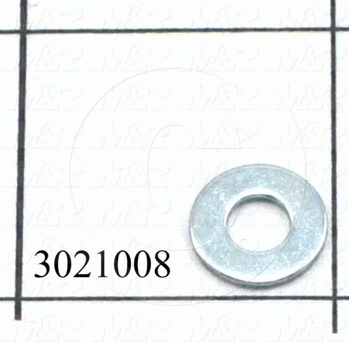Washers and Shims, Steel, Machine Screw Washer Type, #10 Screw Size, Inside Diameter 0.203 in., Outside Diameter 0.438 in., 0.033" Thickness, Zinc