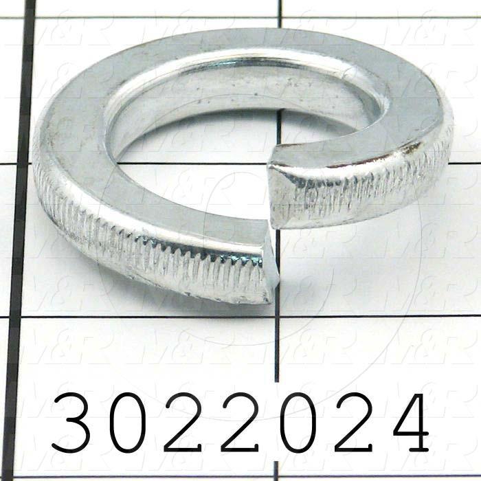 Washers and Shims, Steel, Split Lock Washer Type, 1" Screw Size, Zinc