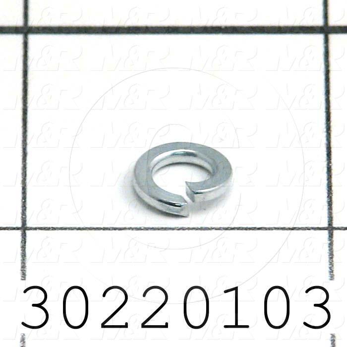 Washers and Shims, Steel, Split Lock Washer Type, #10 Screw Size, 0.047" Thickness, Zinc