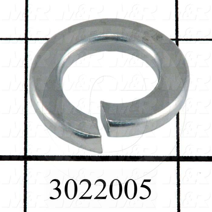 Washers and Shims, Steel, Split Lock Washer Type, 5/8 in. Screw Size, Inside Diameter 0.625 in., Outside Diameter 1.072", 0.156 in. Thickness, Zinc