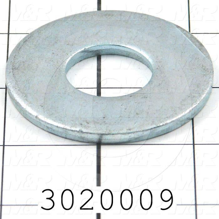 Washers and Shims, Steel, Wrought Flat Washer Type, 7/8" Screw Size, Inside Diameter 0.938", Outside Diameter 2.25 in., 0.172" Thickness, Zinc