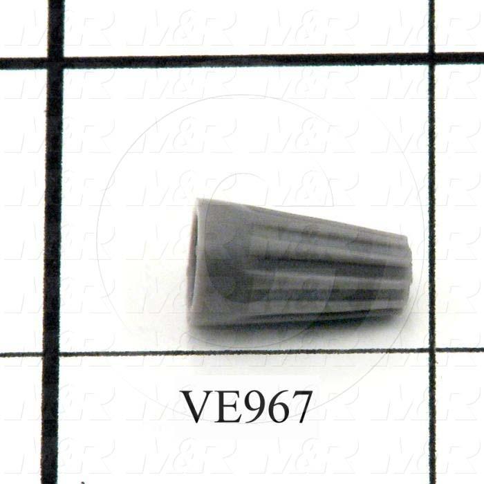 Wire Connector, Nut, Gray, 22AWG Minimum Wire Size, 16AWG Maximum Wire Size