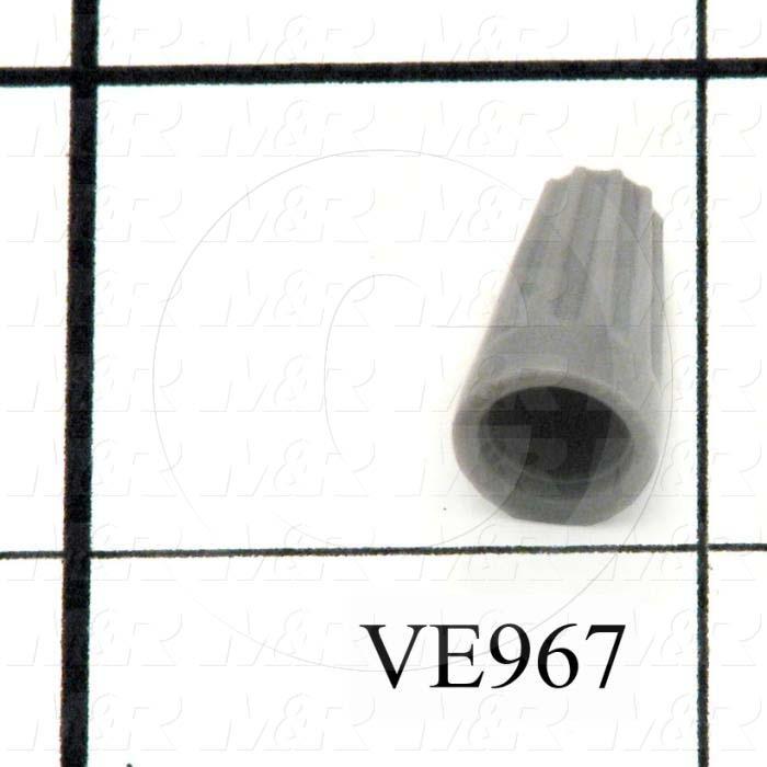 Wire Connector, Nut, Gray, 22AWG Minimum Wire Size, 16AWG Maximum Wire Size