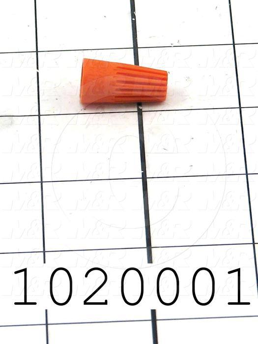 Wire Connector, Nut, Orange, 22AWG Minimum Wire Size, 18AWG Maximum Wire Size, 600V