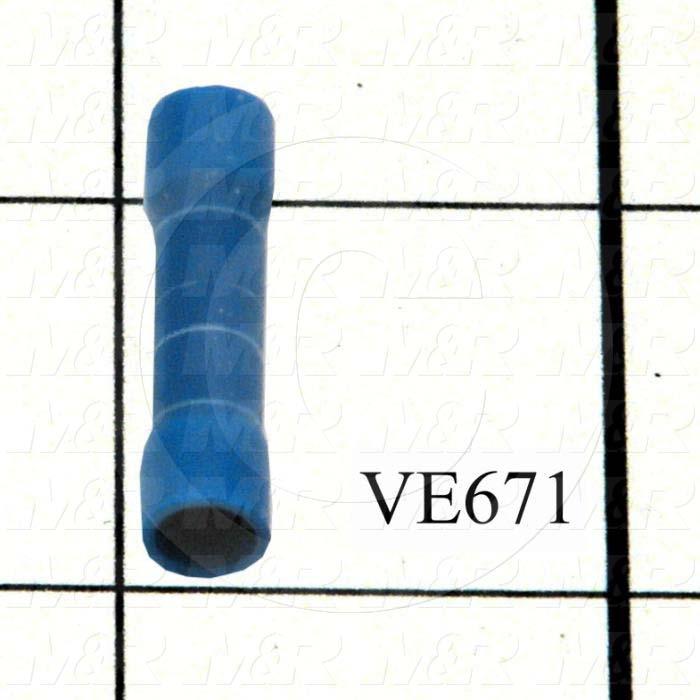 Wire Terminal, Butt, Blue, Wire Range 16-14AWG