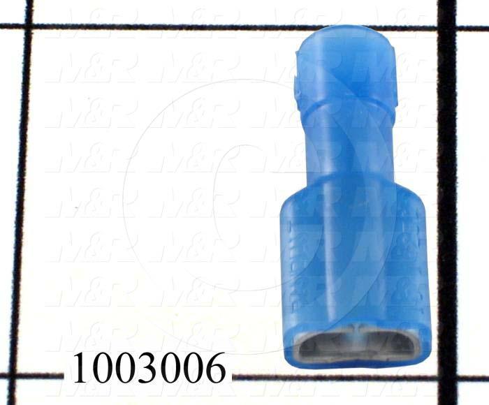 Wire Terminal, Female Quick Connect, Blue, Wire Range 16-14AWG