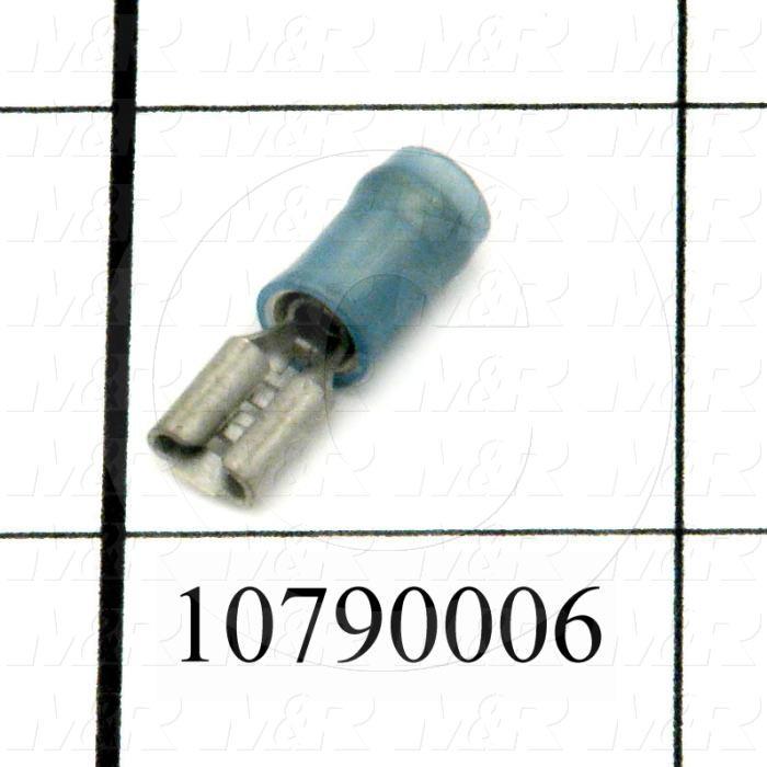 Wire Terminal, Female Quick Connect, Blue, Wire Range 16-14AWG
