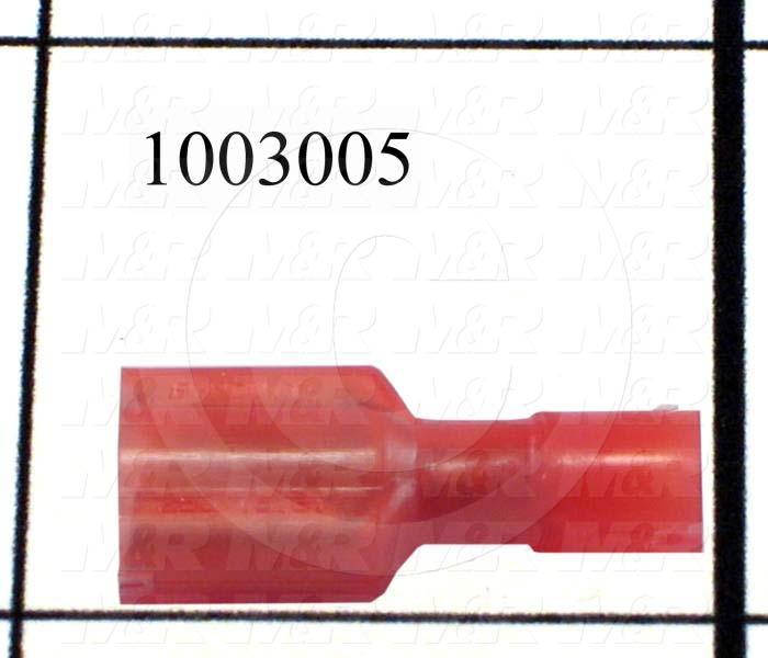 Wire Terminal, Female Quick Connect, Red, Wire Range 22-18AWG