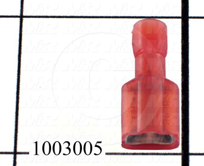 Wire Terminal, Female Quick Connect, Red, Wire Range 22-18AWG