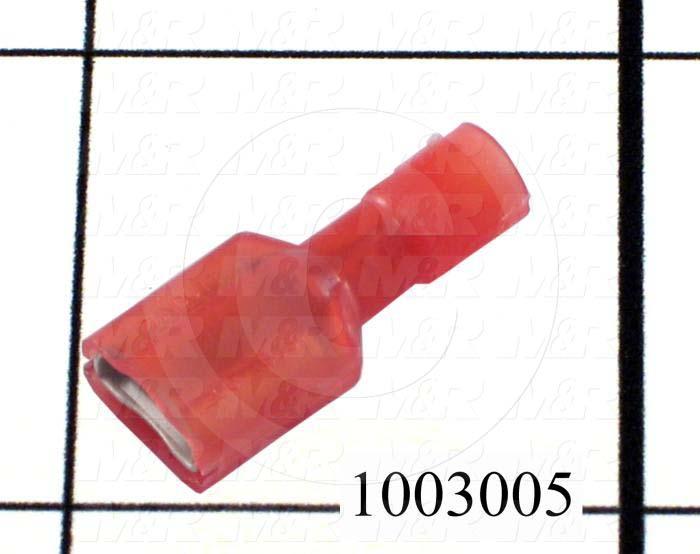 Wire Terminal, Female Quick Connect, Red, Wire Range 22-18AWG