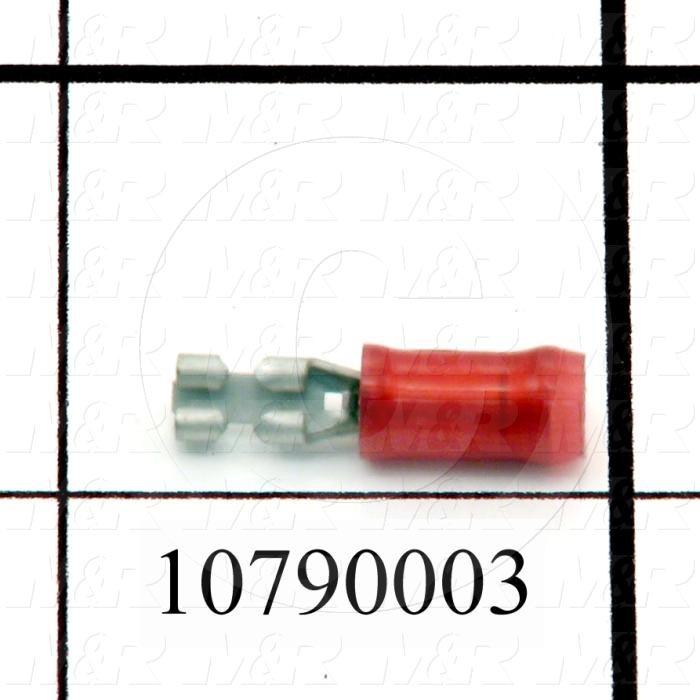 Wire Terminal, Female Quick Connect, Red, Wire Range 22-18AWG