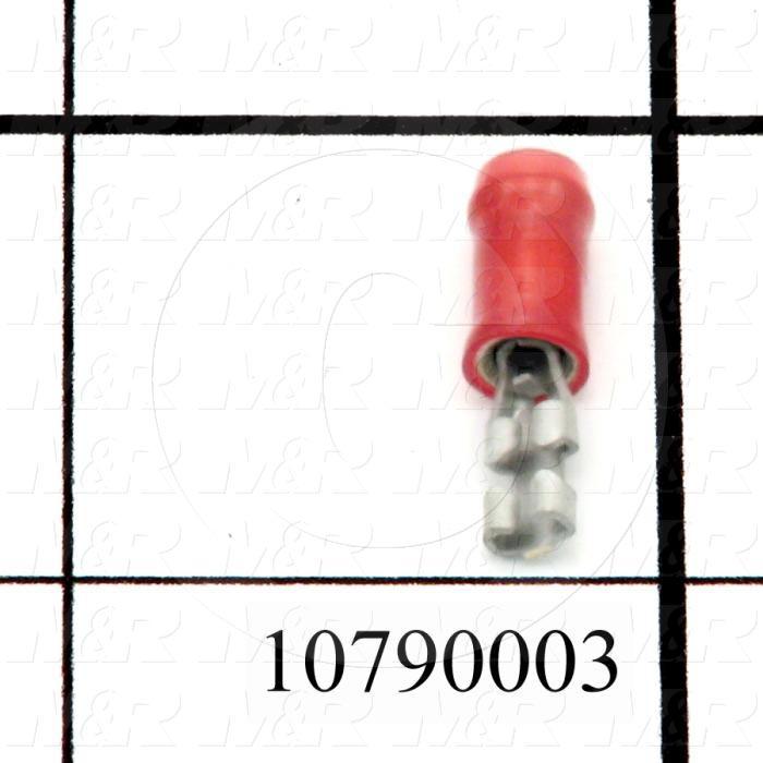 Wire Terminal, Female Quick Connect, Red, Wire Range 22-18AWG