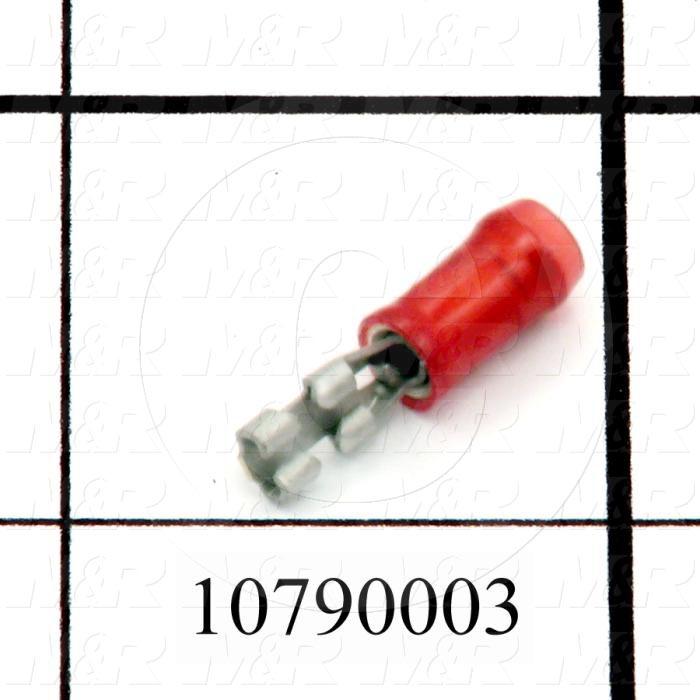 Wire Terminal, Female Quick Connect, Red, Wire Range 22-18AWG