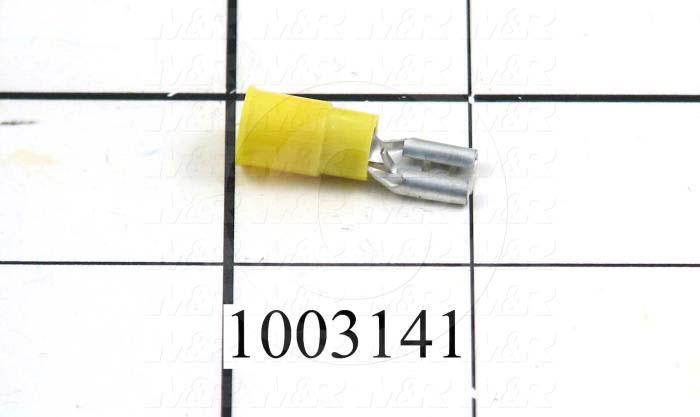 Wire Terminal, Female, Yellow, Wire Range 12-10AWG, #1/4" Stud Size